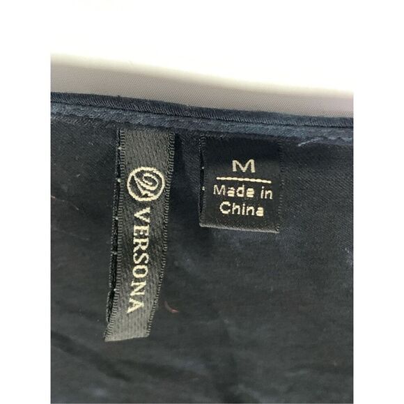 Versona Women's Tie-Dye Pullover V-Neck Long Sleeve Top Black Brown Size Medium - Picture 3 of 8